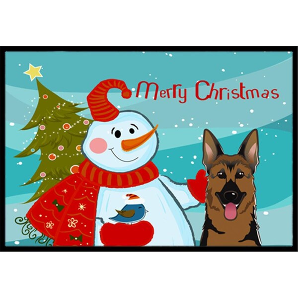 Carolines Treasures Snowman With German Shepherd Indoor and Outdoor Mat- 24 x 36 in. BB1831JMAT - main
